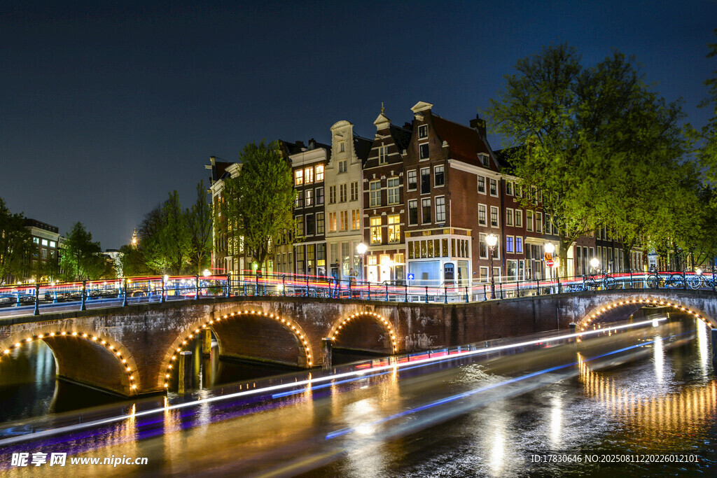 阿姆斯特丹夜景桥梁美景
