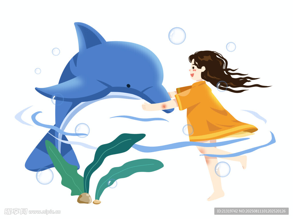 卡通海豚插画