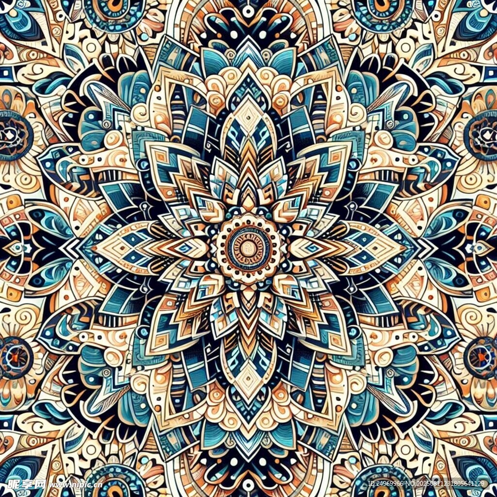 精美复古曼陀罗花纹图案