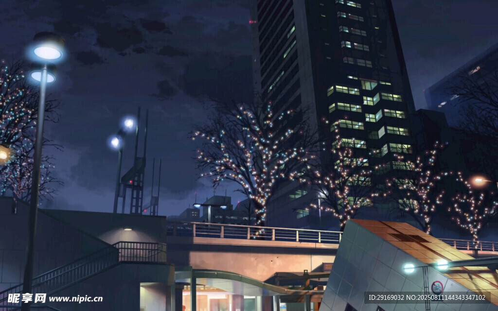 夜晚城市街道温馨夜景