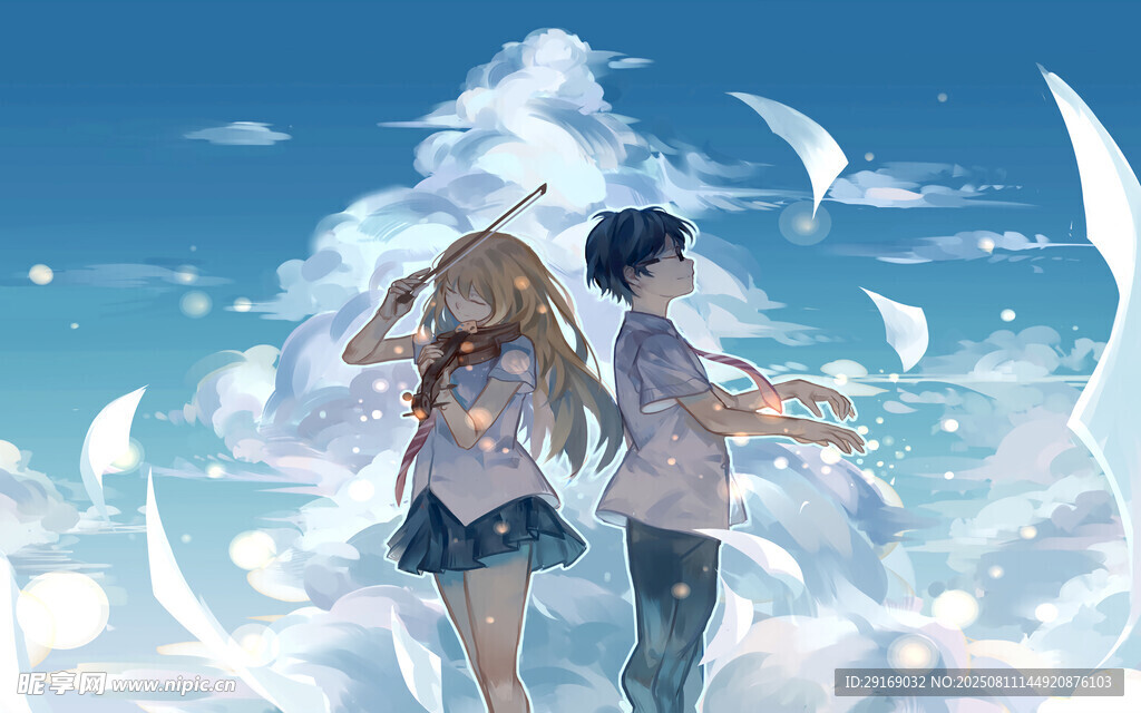 梦幻天空下的青春男女