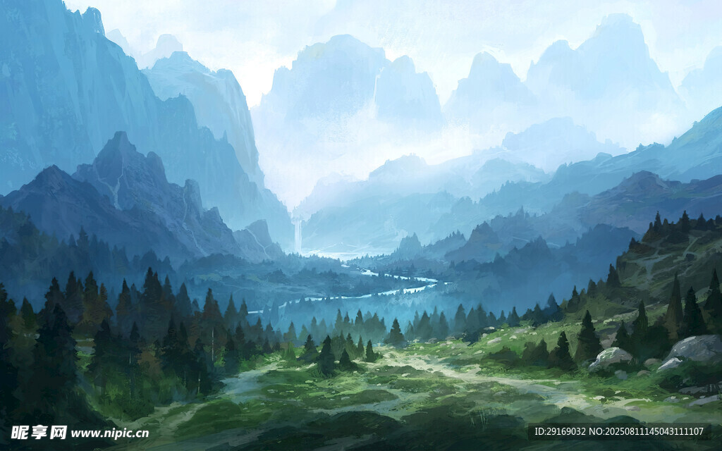 壮丽山景 绿野葱茏