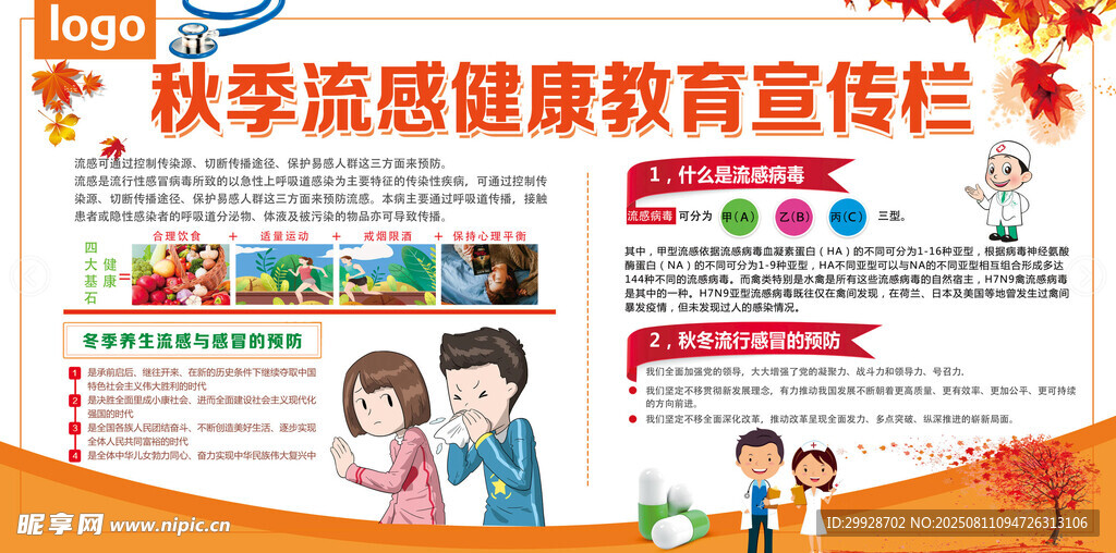 秋季流感健康教育宣传栏