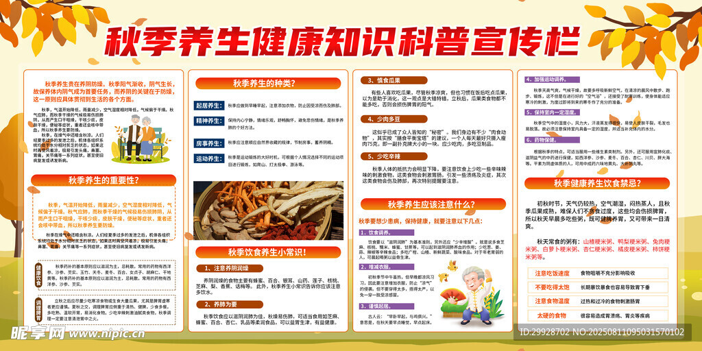 秋季养生知识科普宣传栏