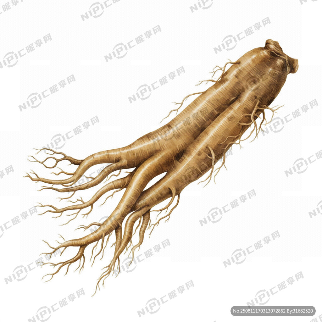 何首乌 植物 单独的完整根系