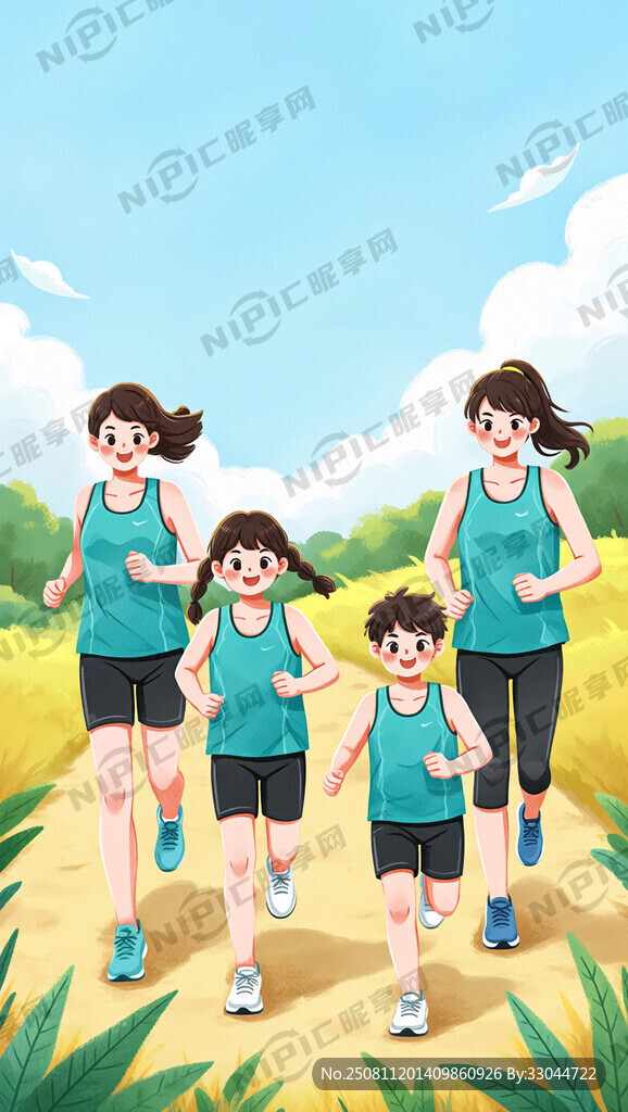 亲子马拉松 田野作为背景