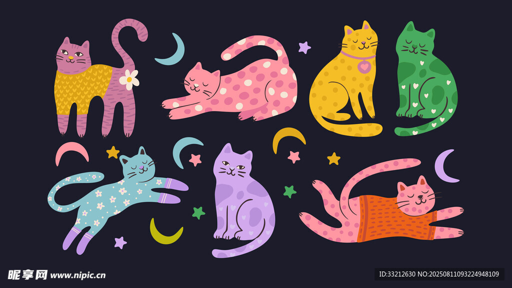 猫咪趣味插画