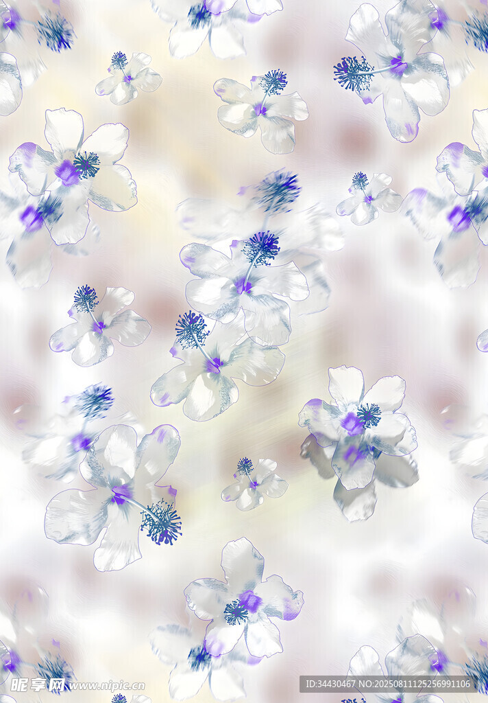 梦幻蓝白小花背景图