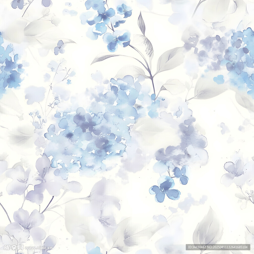 蓝白花卉图案背景