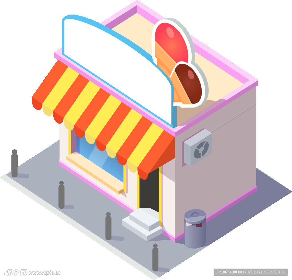 冰淇淋小店立体插画