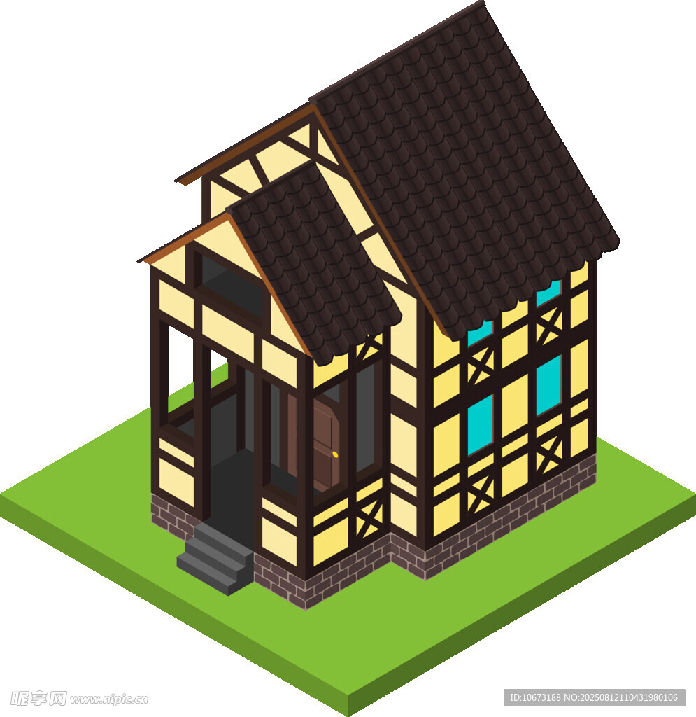 复古风格木屋建筑模型