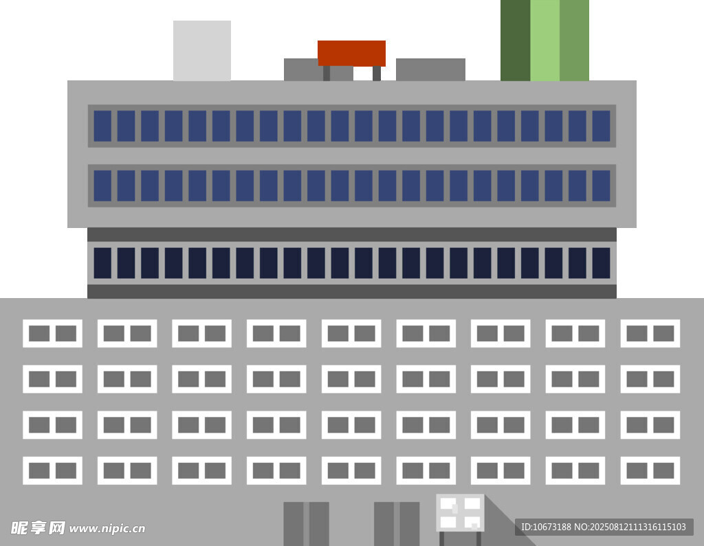 现代多层办公楼建筑示意图