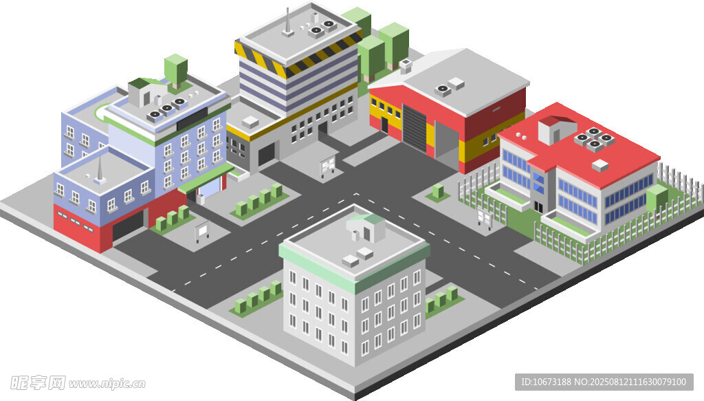 城市建筑等距立体模型图