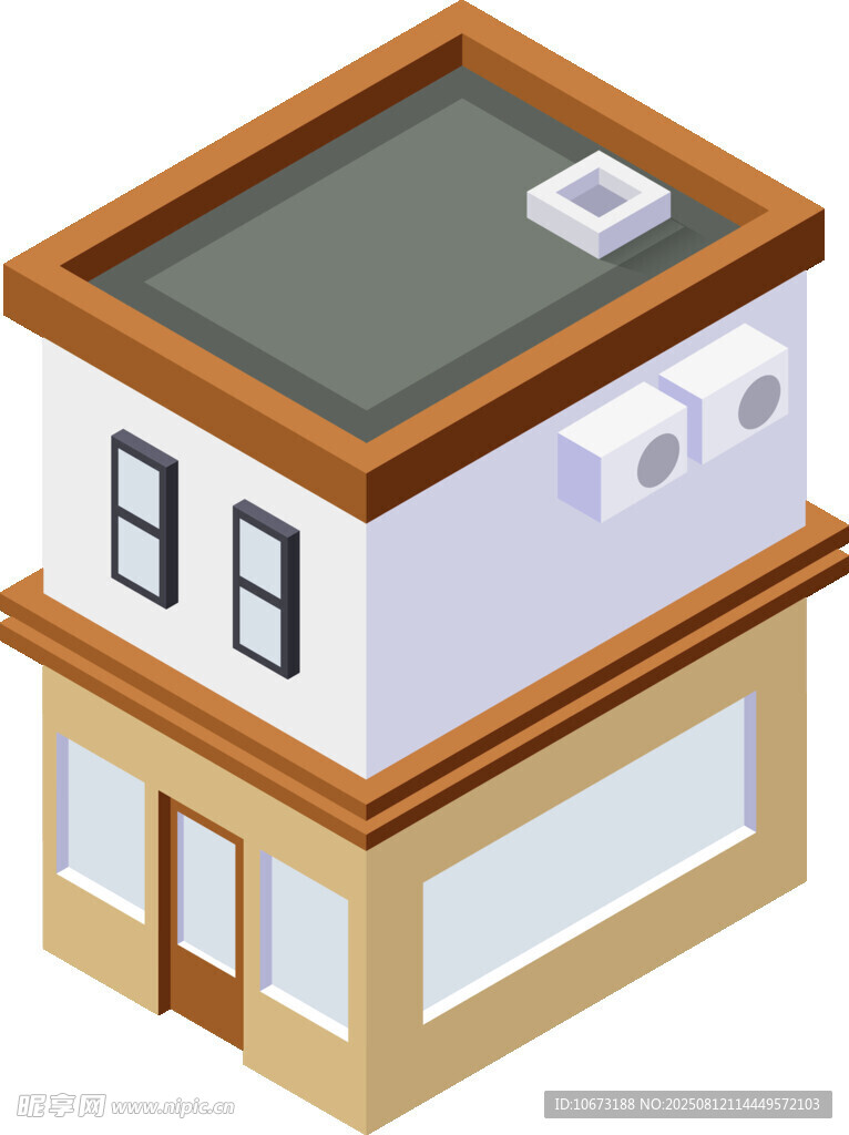 两层小屋建筑立体效果图