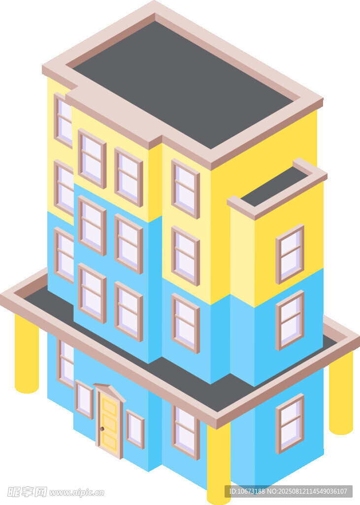 多彩立体多层房屋建筑