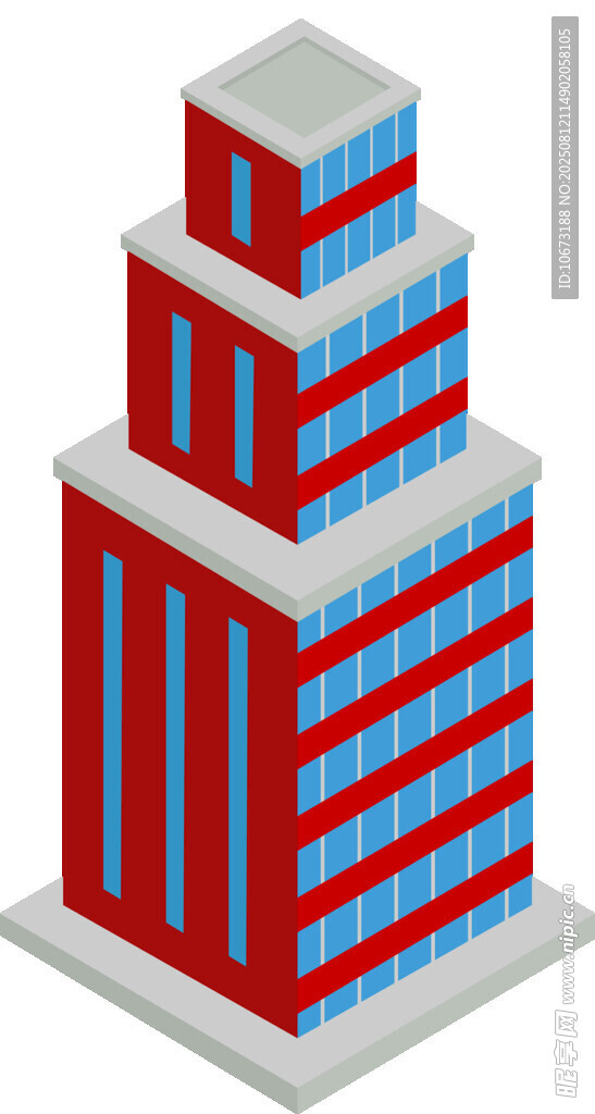 多层红色建筑模型