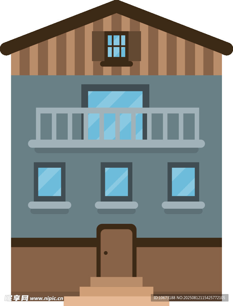 两层蓝色木质房屋建筑