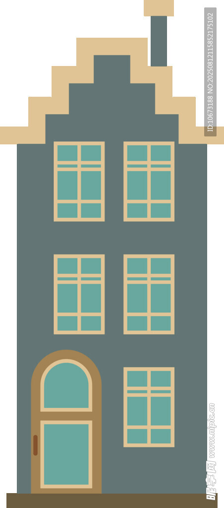 复古风格多层房屋建筑