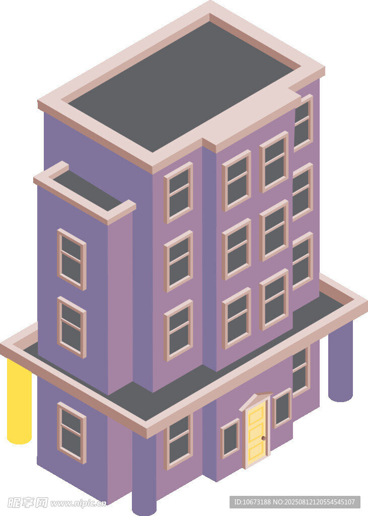 紫色多层建筑立体效果图