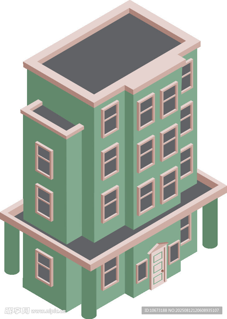 绿色多层建筑立体效果图