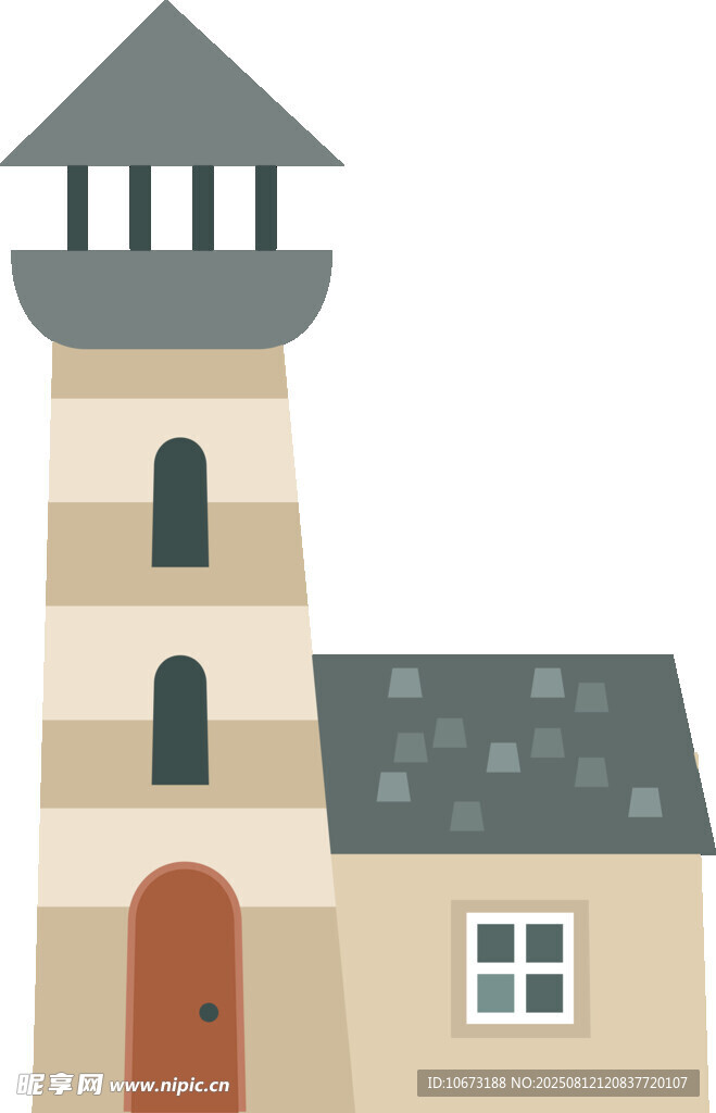 简约风塔楼建筑插画
