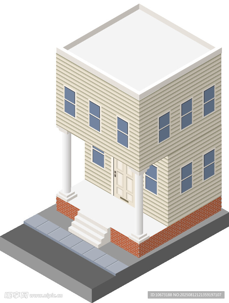 两层小楼房建筑模型