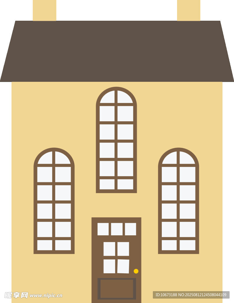 黄色双层小屋插画