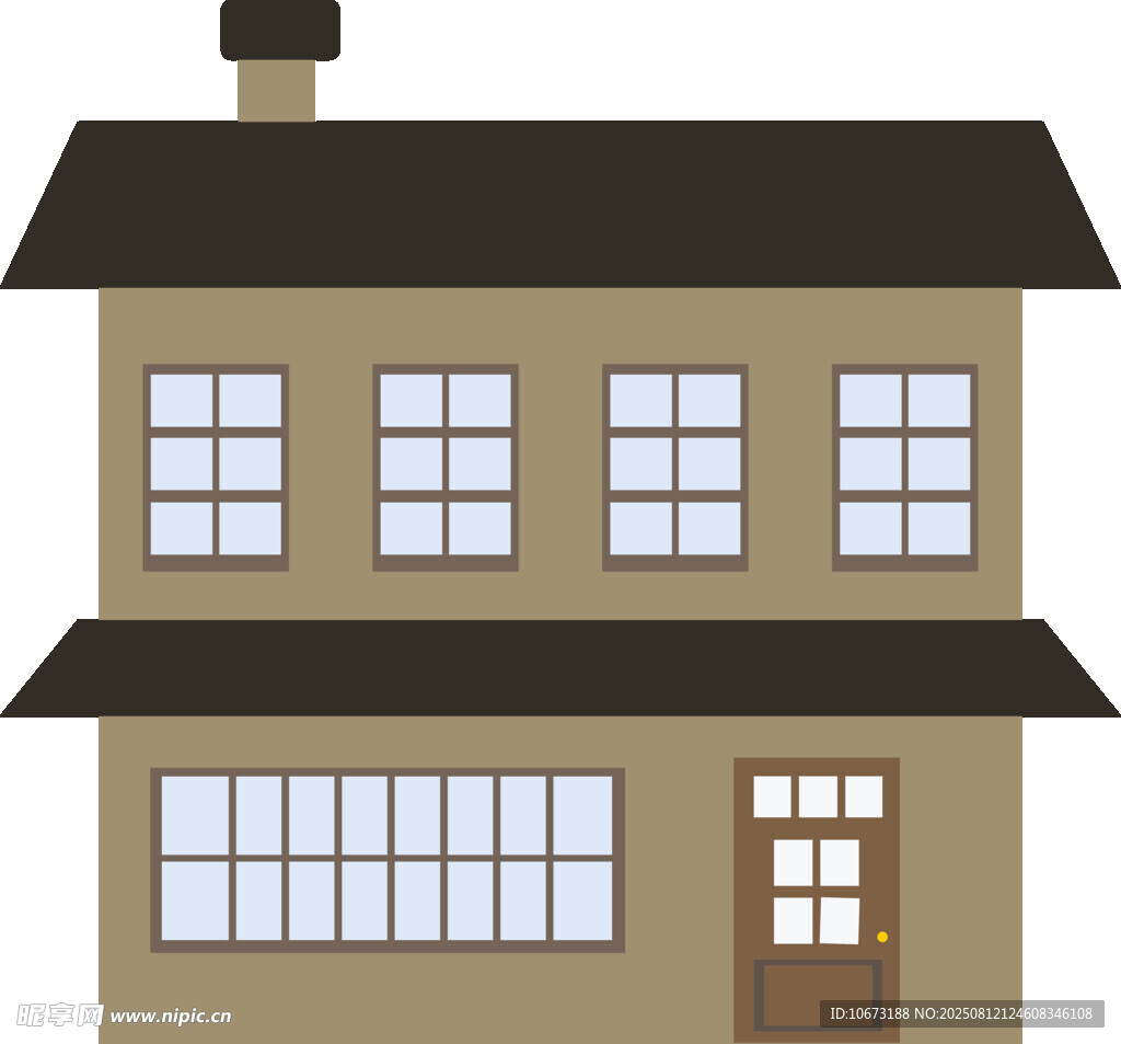两层住宅建筑插画