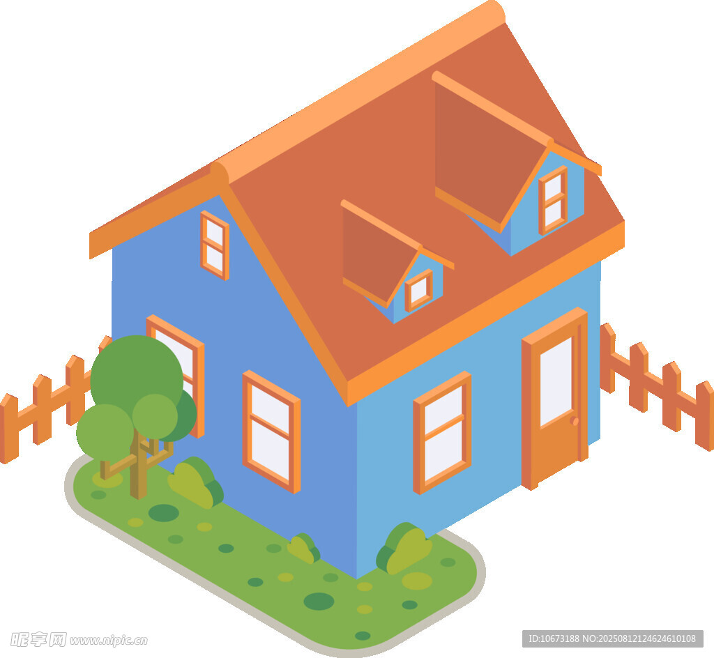 蓝色小屋与围栏景观