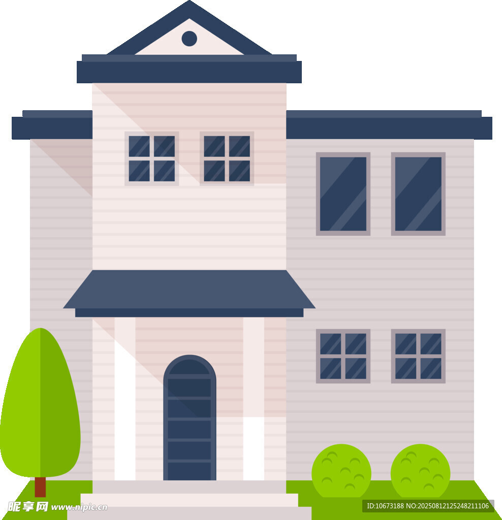 两层温馨住宅建筑插画