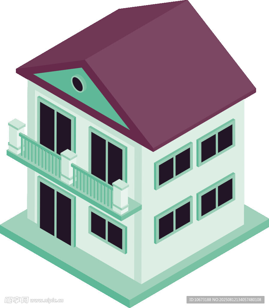 两层住宅建筑立体效果图