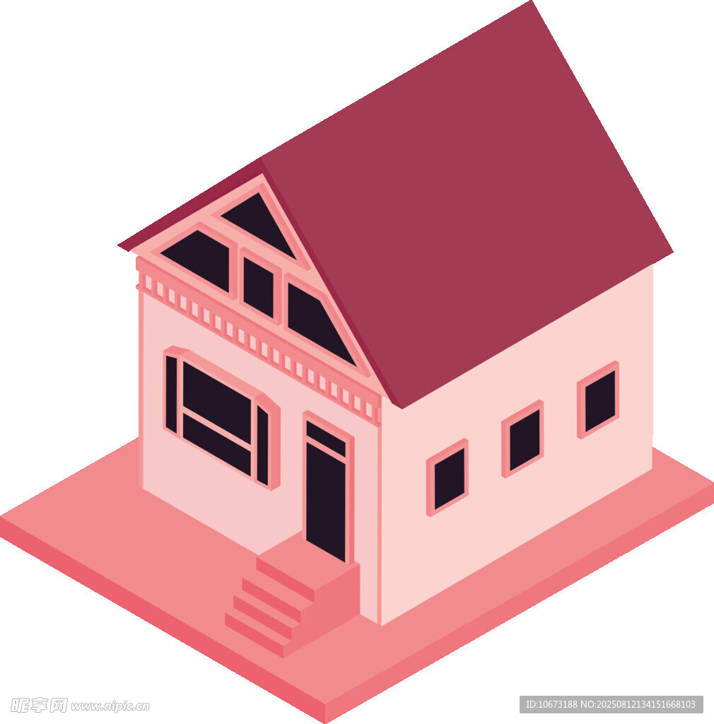 粉色小屋建筑立体效果图