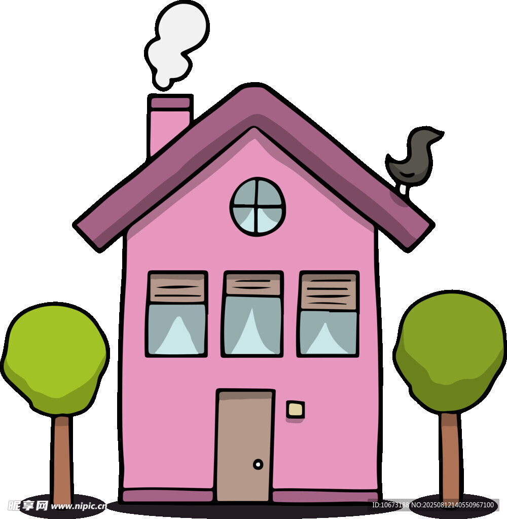 粉色小屋与绿植