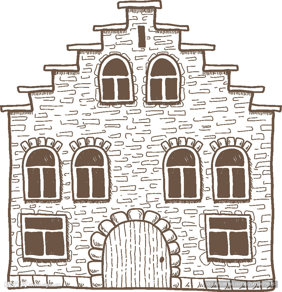复古石砌多层建筑外观