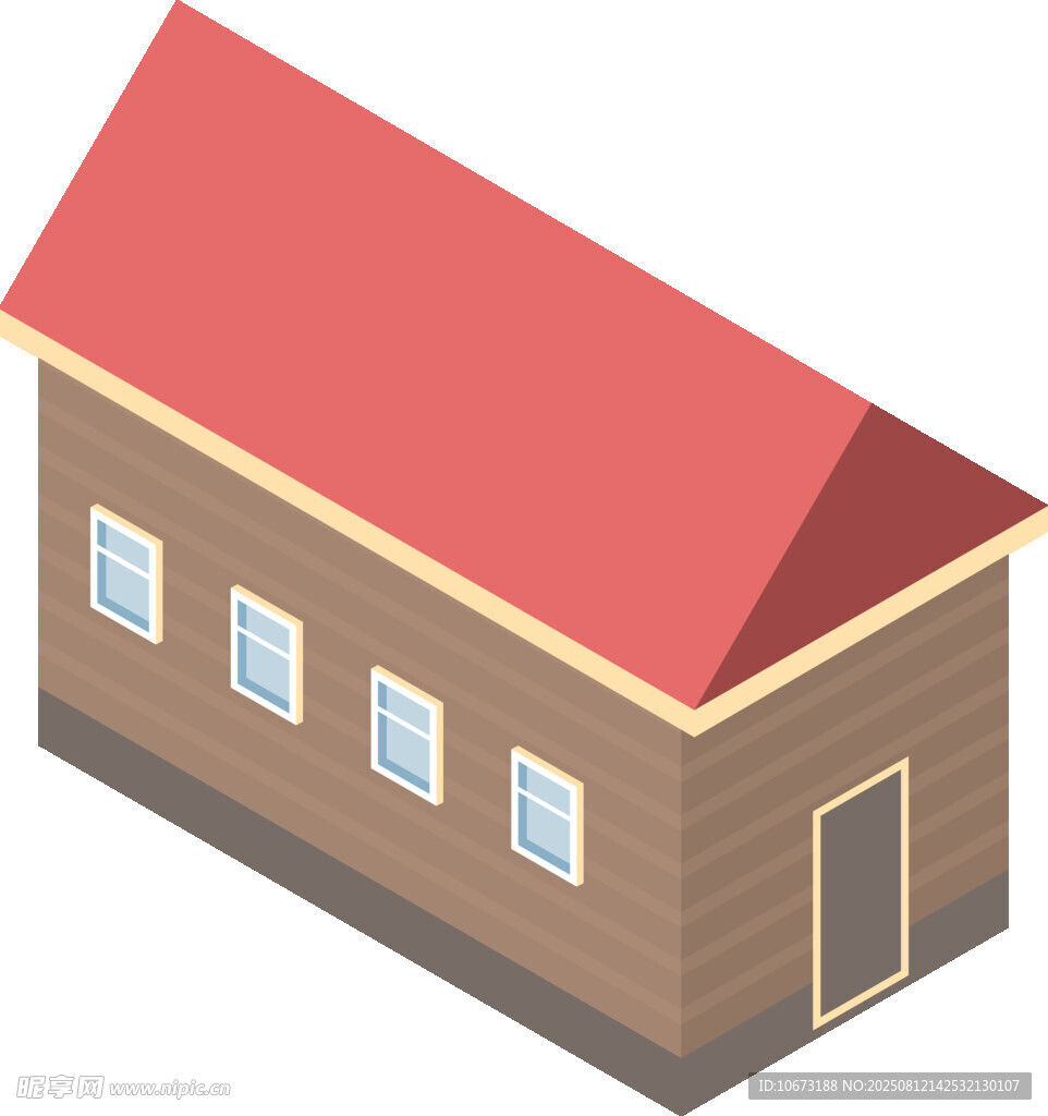 单层小屋建筑插画