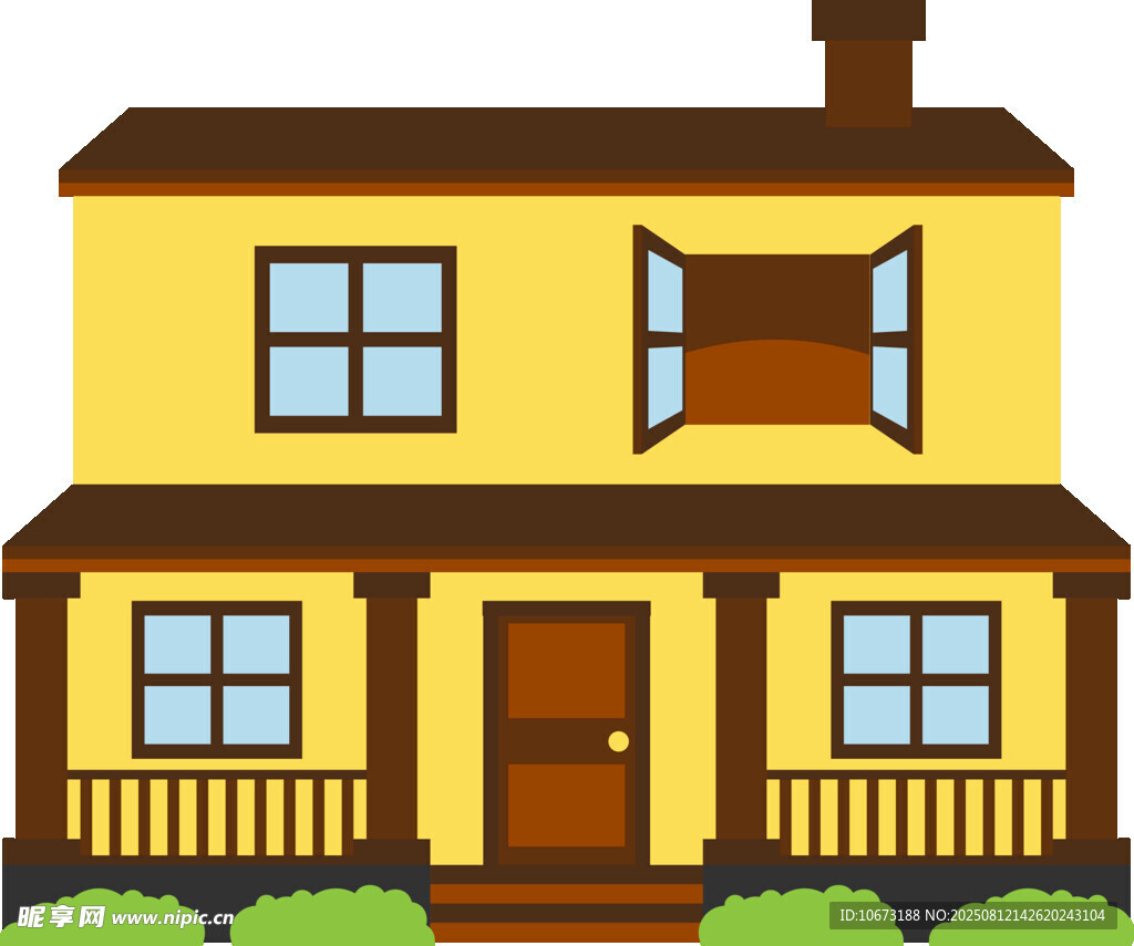 黄色双层小屋外观图