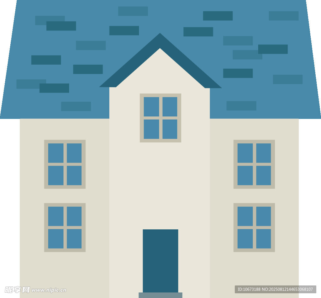 简约两层住宅建筑插画