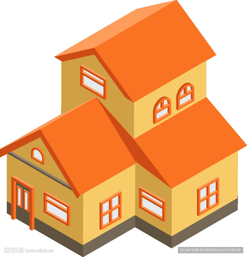 两层黄色房屋建筑模型