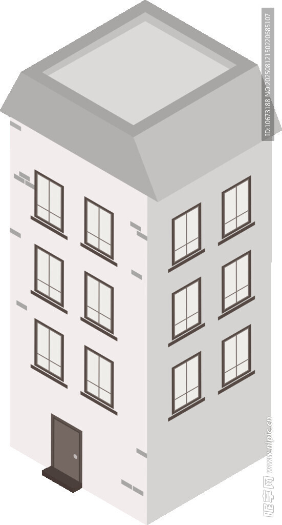 简约立体四层白色建筑模型