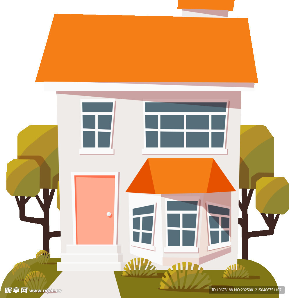 两层温馨住宅插画