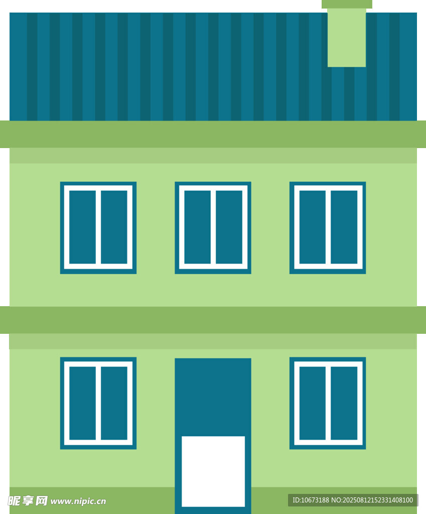 两层绿色房屋建筑图