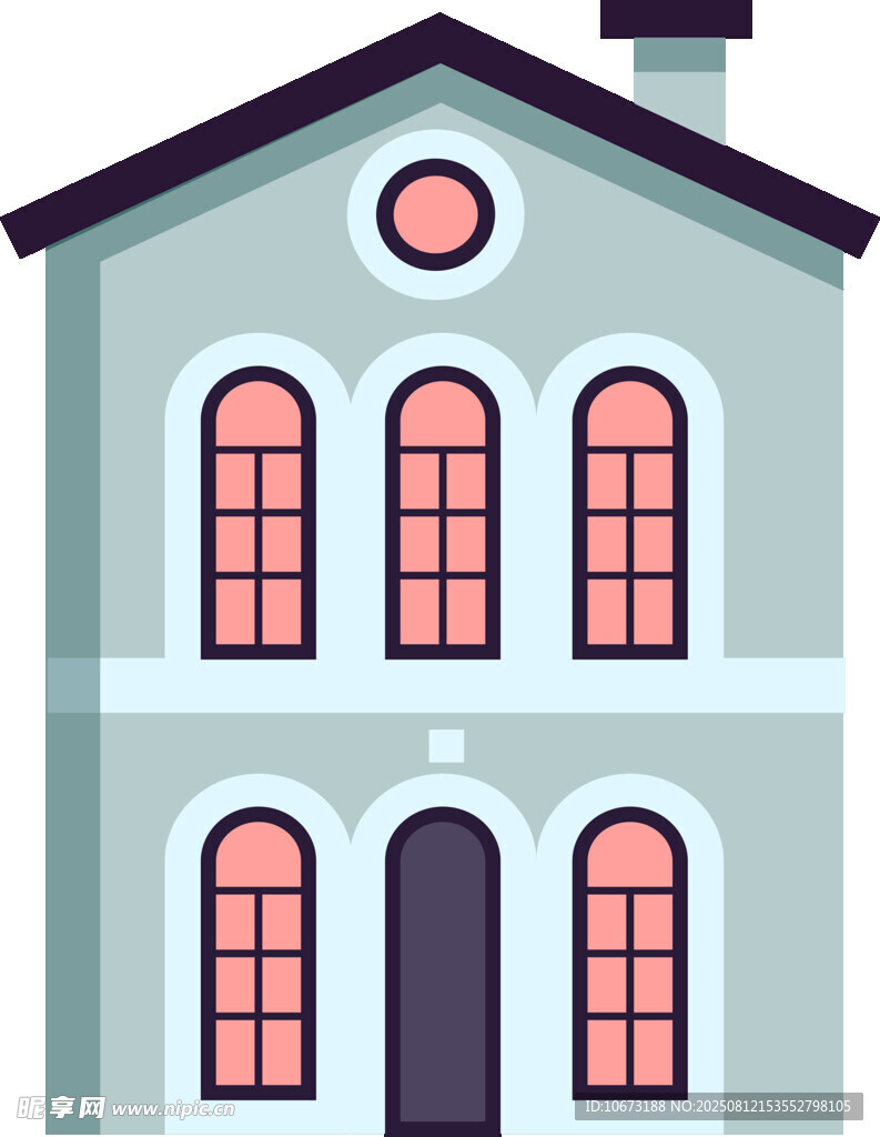 复古风格两层房屋建筑