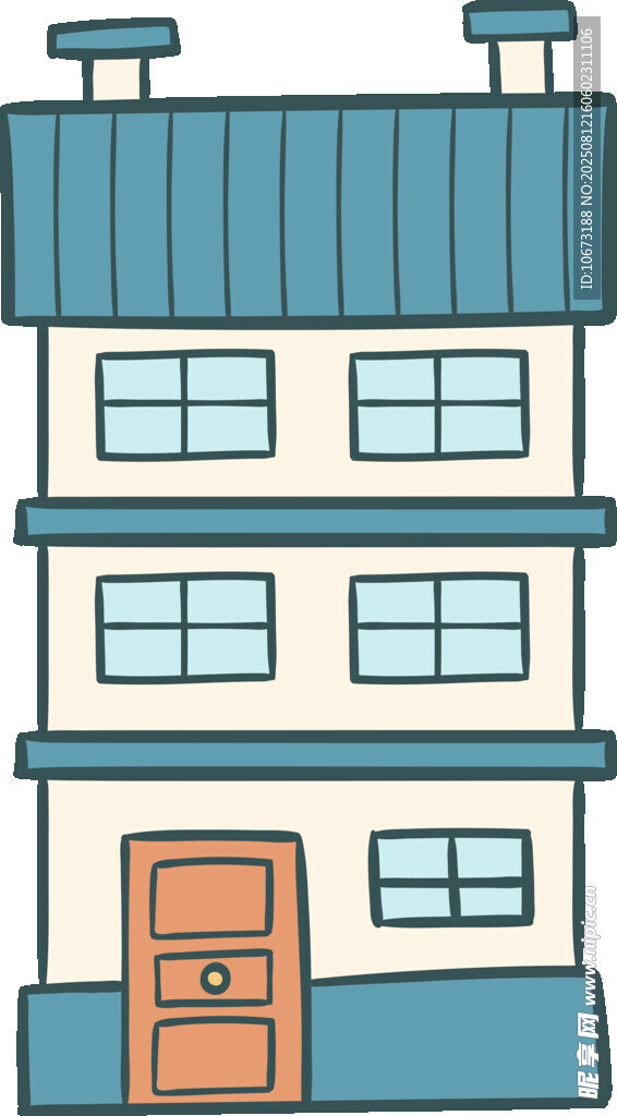 两层住宅建筑插画