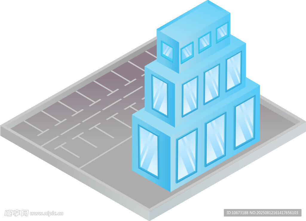 蓝色立体建筑模型