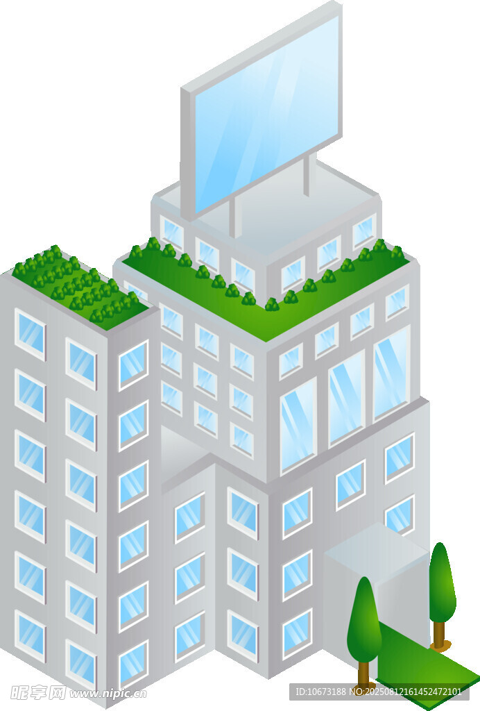 绿色屋顶的现代办公建筑