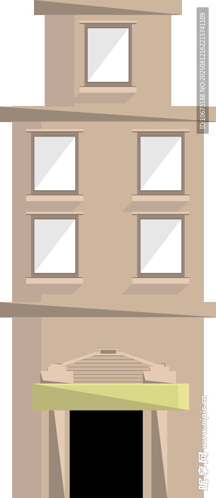 简约棕色多层建筑模型