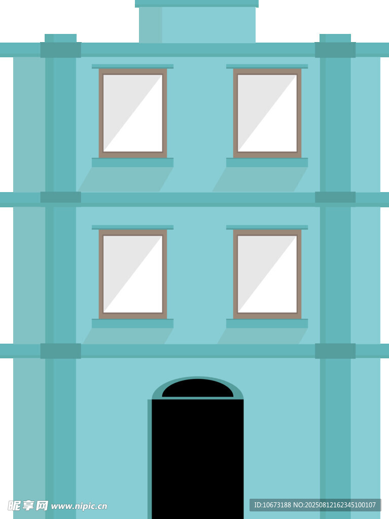 蓝色简约两层建筑外观