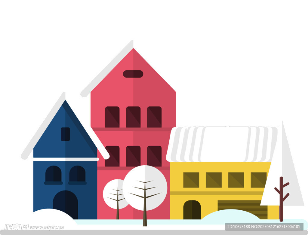 冬日多彩小屋雪景图
