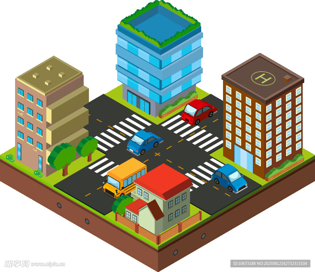 城市街景建筑等距立体图