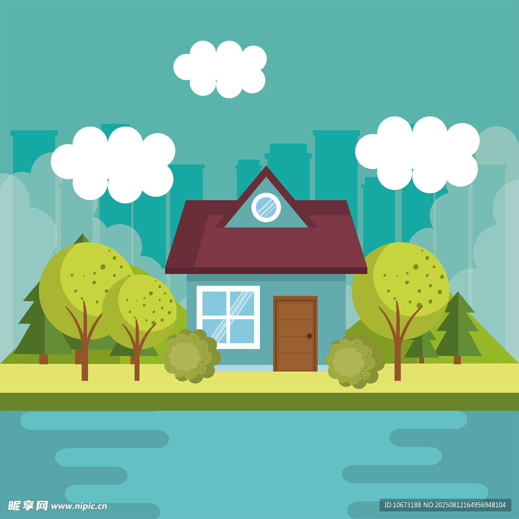 湖畔小屋的惬意风光
